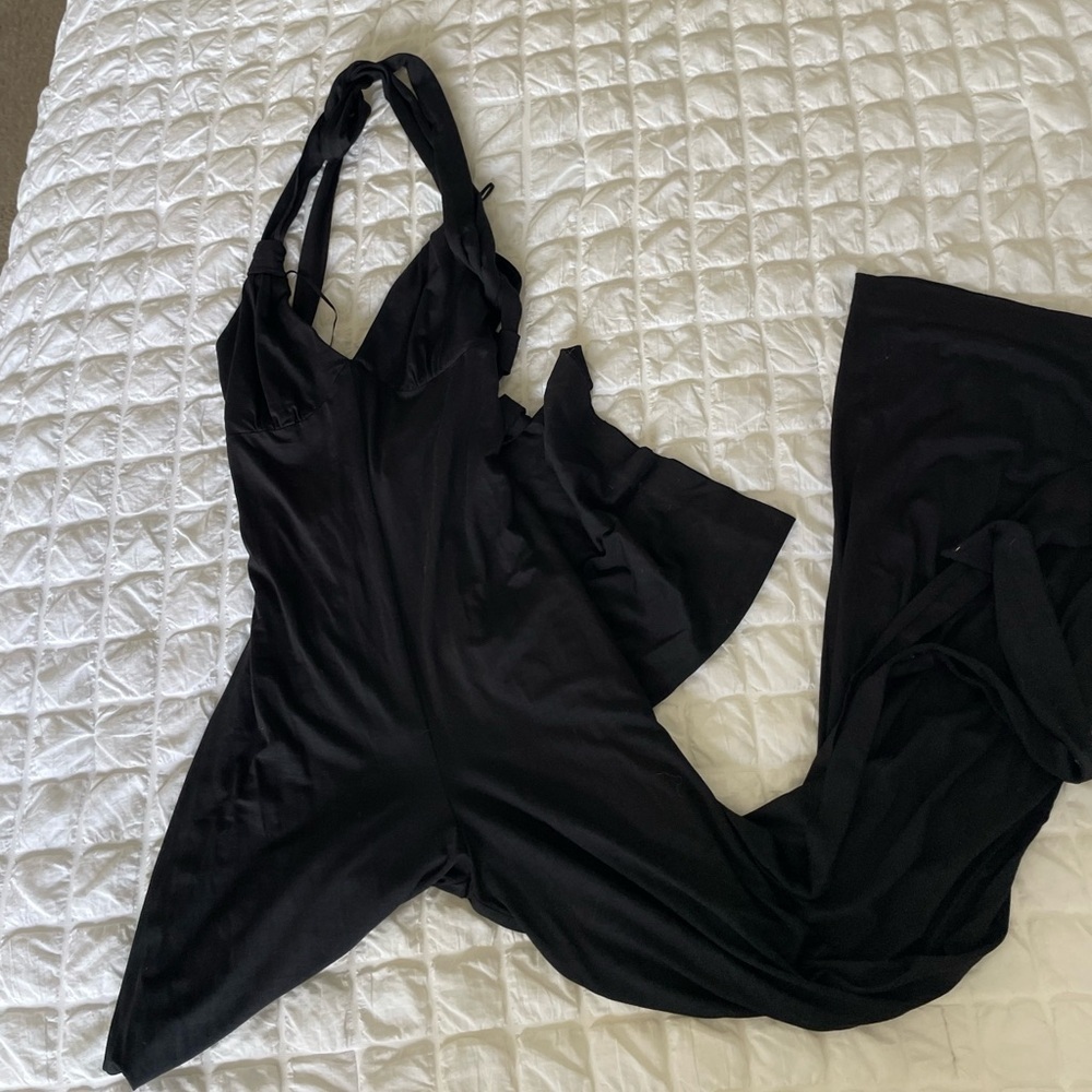 Trina Turk Strappy Waist Tie Black Jumpsuit